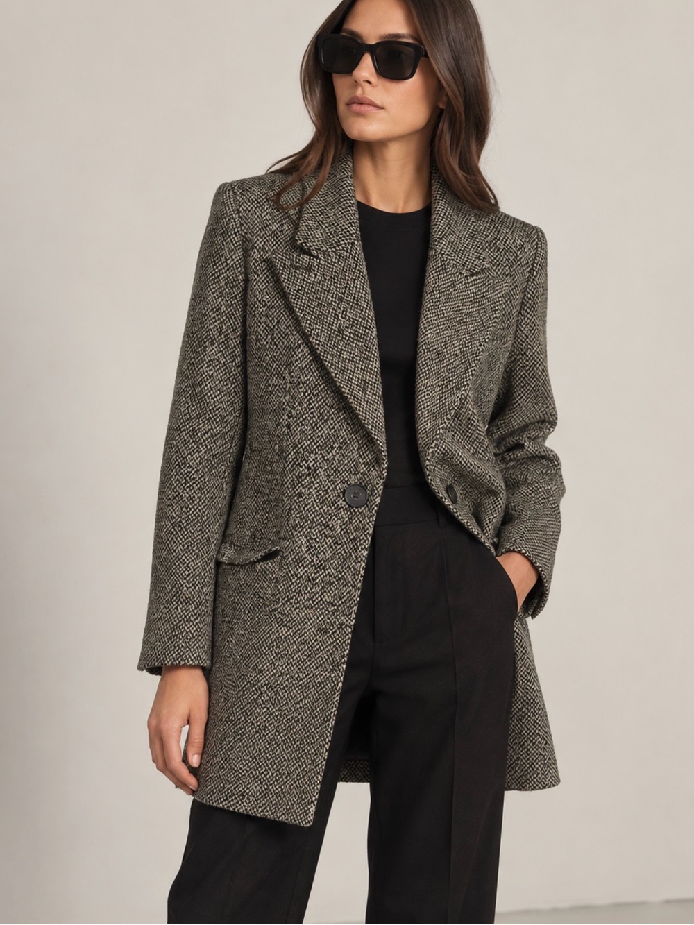 Max Mara Vintage Wool Tweed Longline Blazer Jacket Made in Italy medium